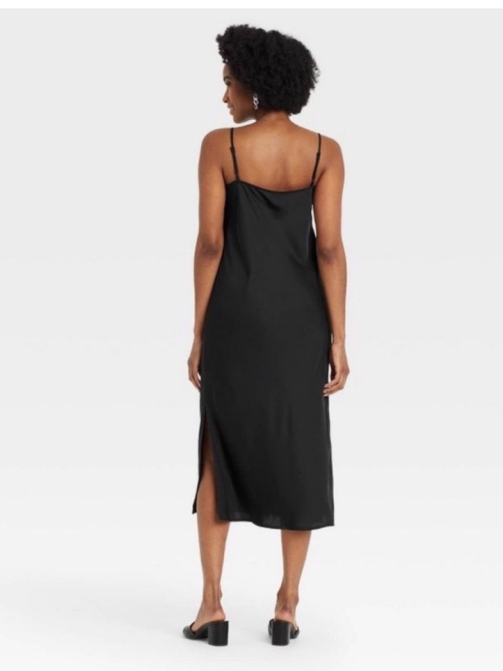 a new day Black Slip Midi Dress with Side Slit